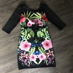 Tropical Print Cocktail Dress